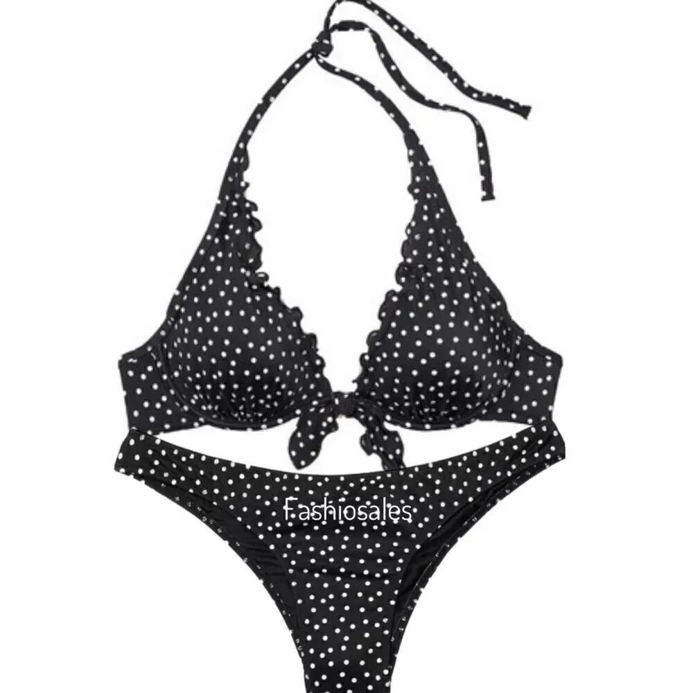 Victorias Secret Swim Capri Ruffle Bikini top Removable Push Up & Bottoms Set